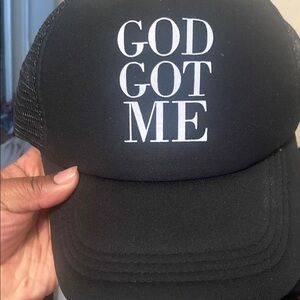 Black 'God Got Me' Trucker Hat